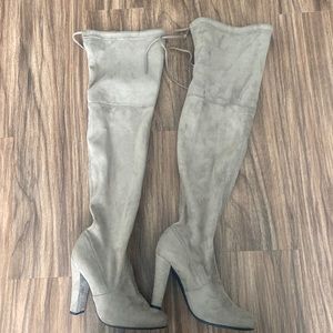 Steve Madden Gorgeous Taupe Suede Over the Knee Boots